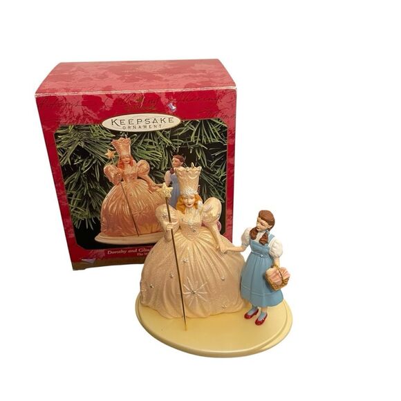 Vintage Hallmark Dorothy and Glinda the Good Witch Ornament with Display Stand - Picture 1 of 5